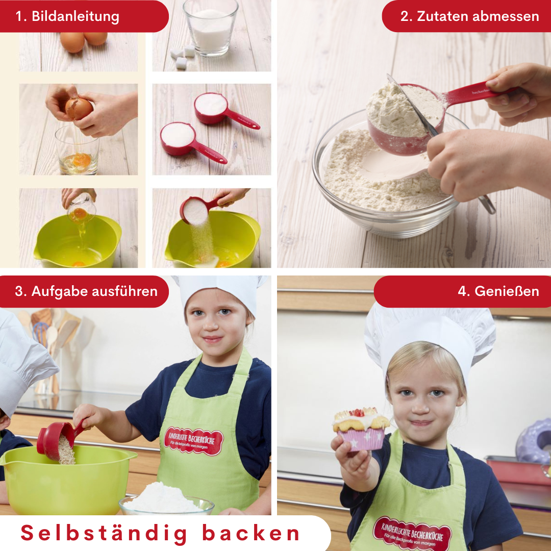 Becherküche Lieblingspaket Band 1–5 + 5-teiliges Becherset & Buchständer