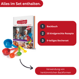 Band 1 "Für die Backprofis von morgen" Backbuch inkl. 5-teiliges Messbecher-Set