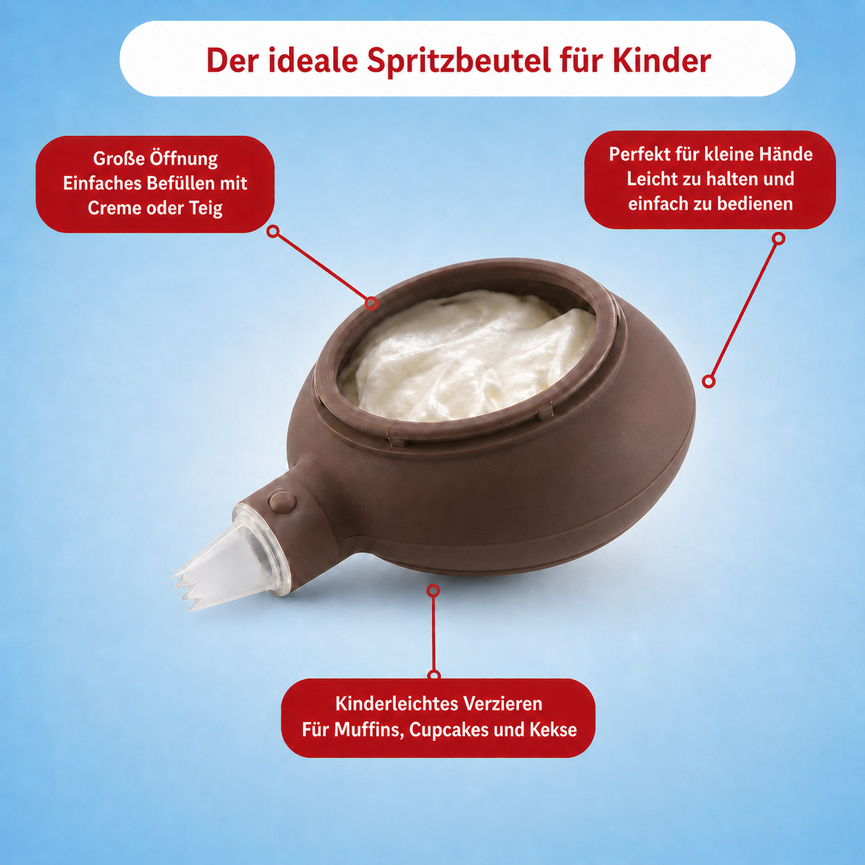 Lékué Decomax Braun – Wiederverwendbarer Silikon-Spritzbeutel mit Tüllen