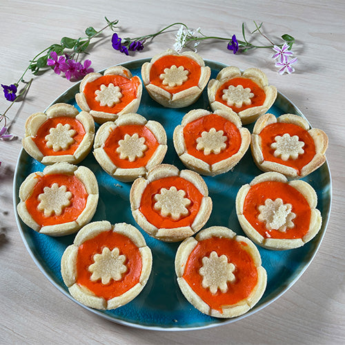 Himmlische Blumen Törtchen mit Pudding