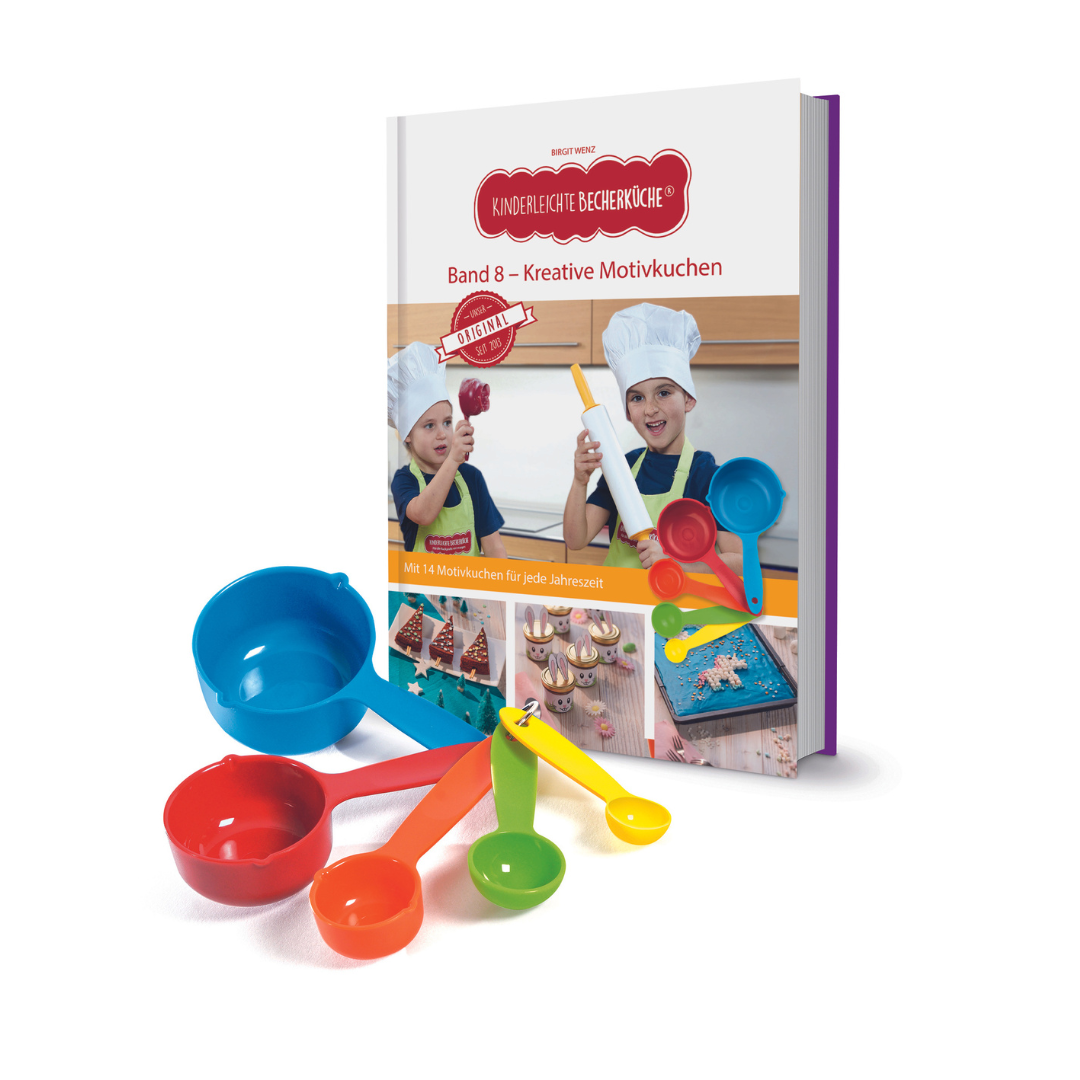 Band 8 "Kreative Motivkuchen" Backbuch inkl. 5-teiliges Messbecher-Set