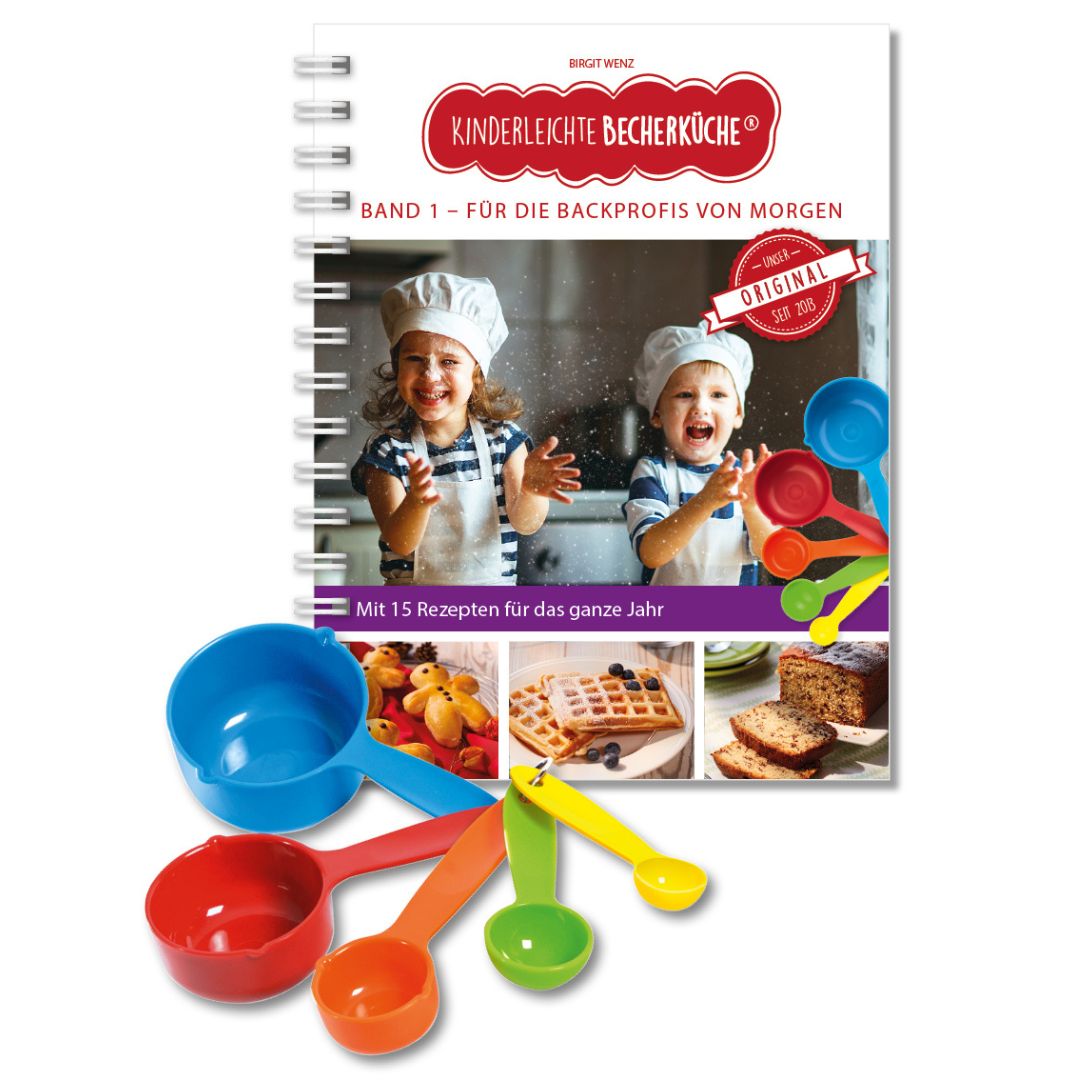 Band 1 "Für die Backprofis von morgen" Backbuch inkl. 5-teiliges Messbecher-Set