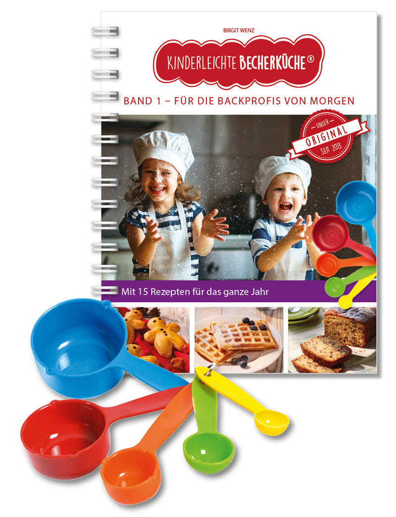 Band 1 "Für die Backprofis von morgen" Backbuch inkl. 5-teiliges Messbecher-Set (Lose Gepackt)