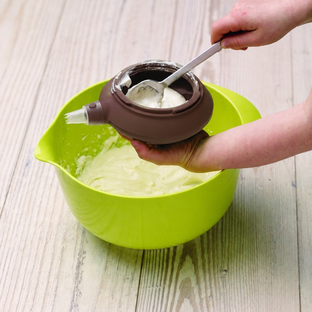 Lékué Decomax Braun – Wiederverwendbarer Silikon-Spritzbeutel mit Tüllen