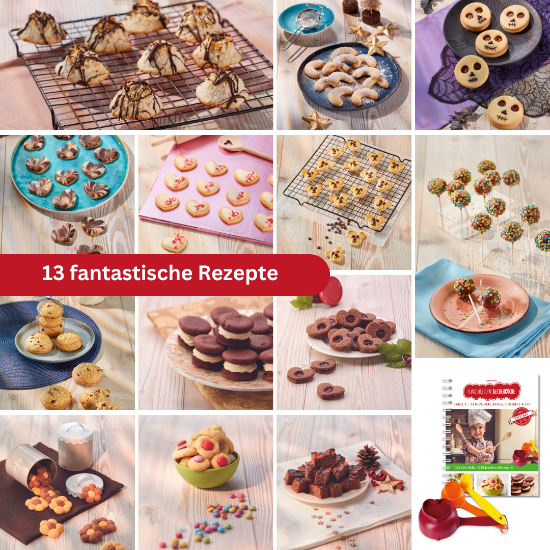 Band 3 "Plätzchen, Kekse, Cookies & Co." Backbuch inkl. 3-teiliges Messbecher-Set mit Ausstechern