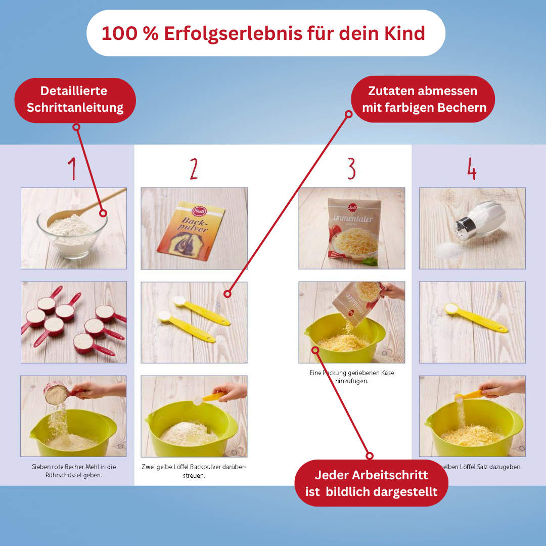 Band 4 "Kleine Gerichte ganz groß!" Backbuch inkl. 3-teiliges Messbecher-Set