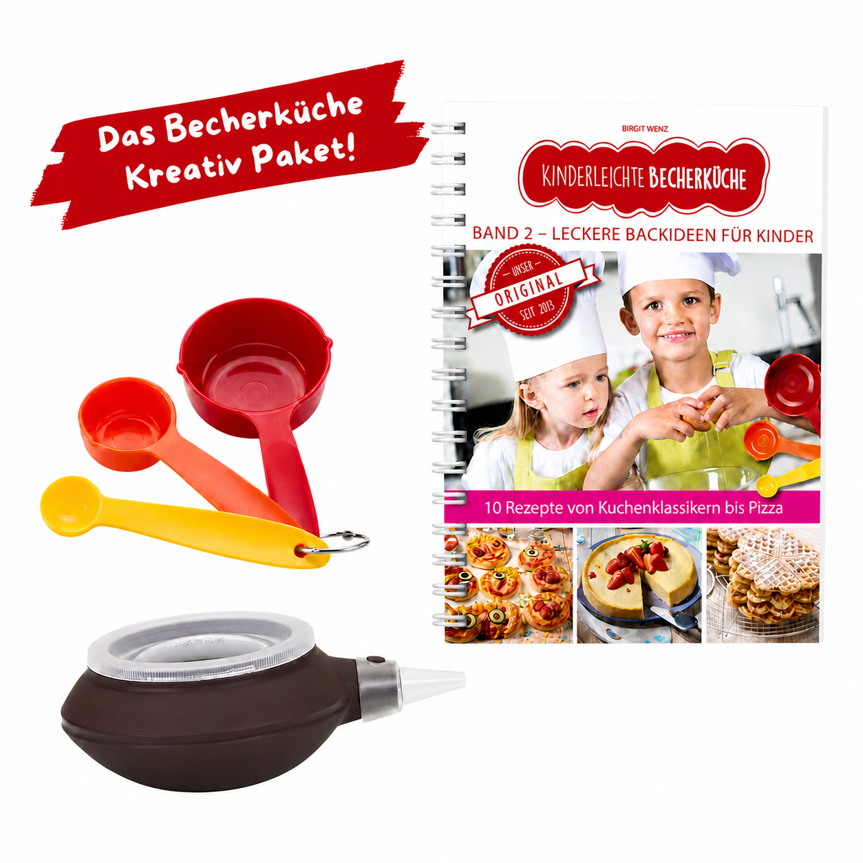 Das Becherküche Kreativ Paket!   Band 2 + 3-teiliges Becherset PLUS Silikon Spritzbeutel