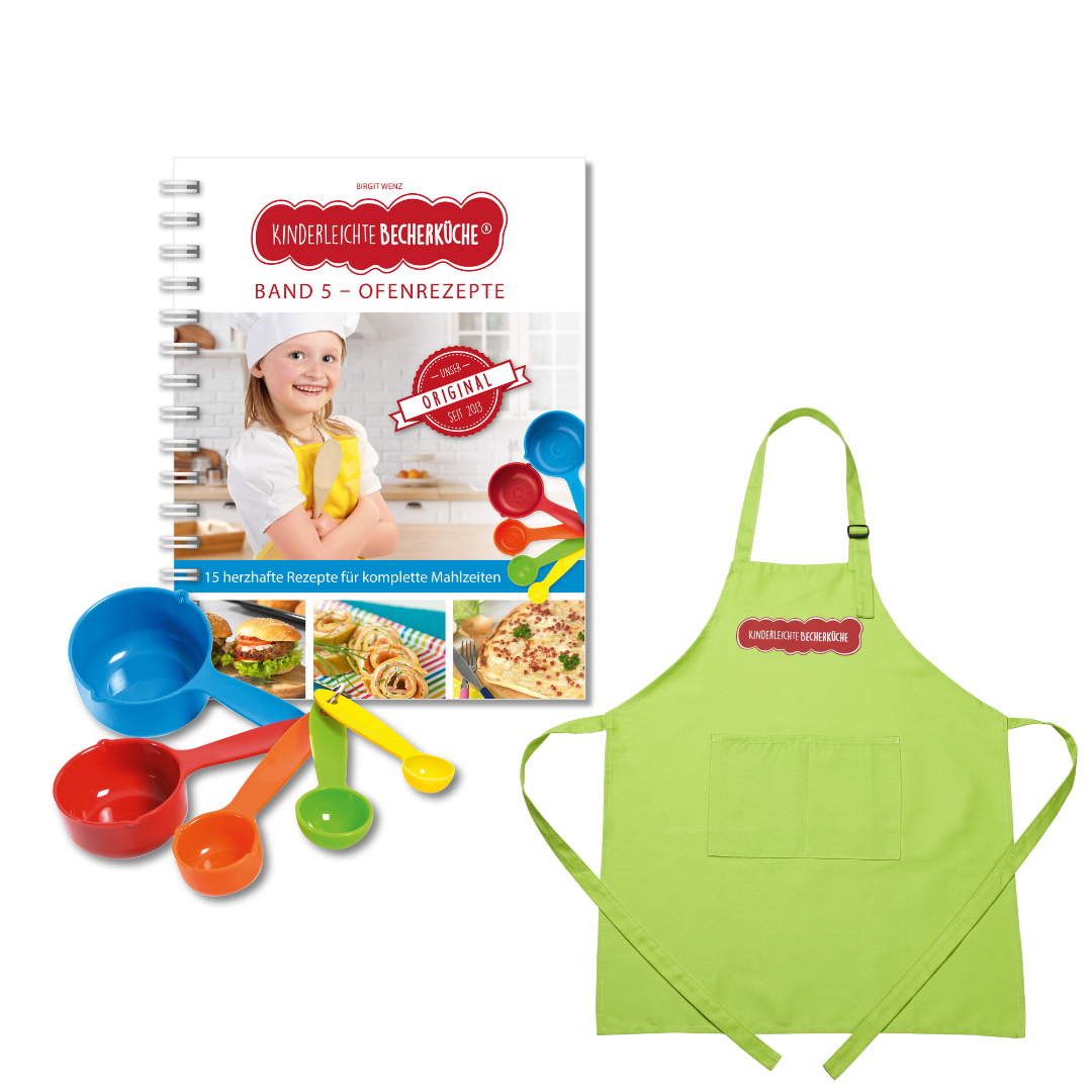 Band 5 "Ofenrezepte" inkl. Kinder-SCHÜRZE & 5-teiligem Messbecher-Set