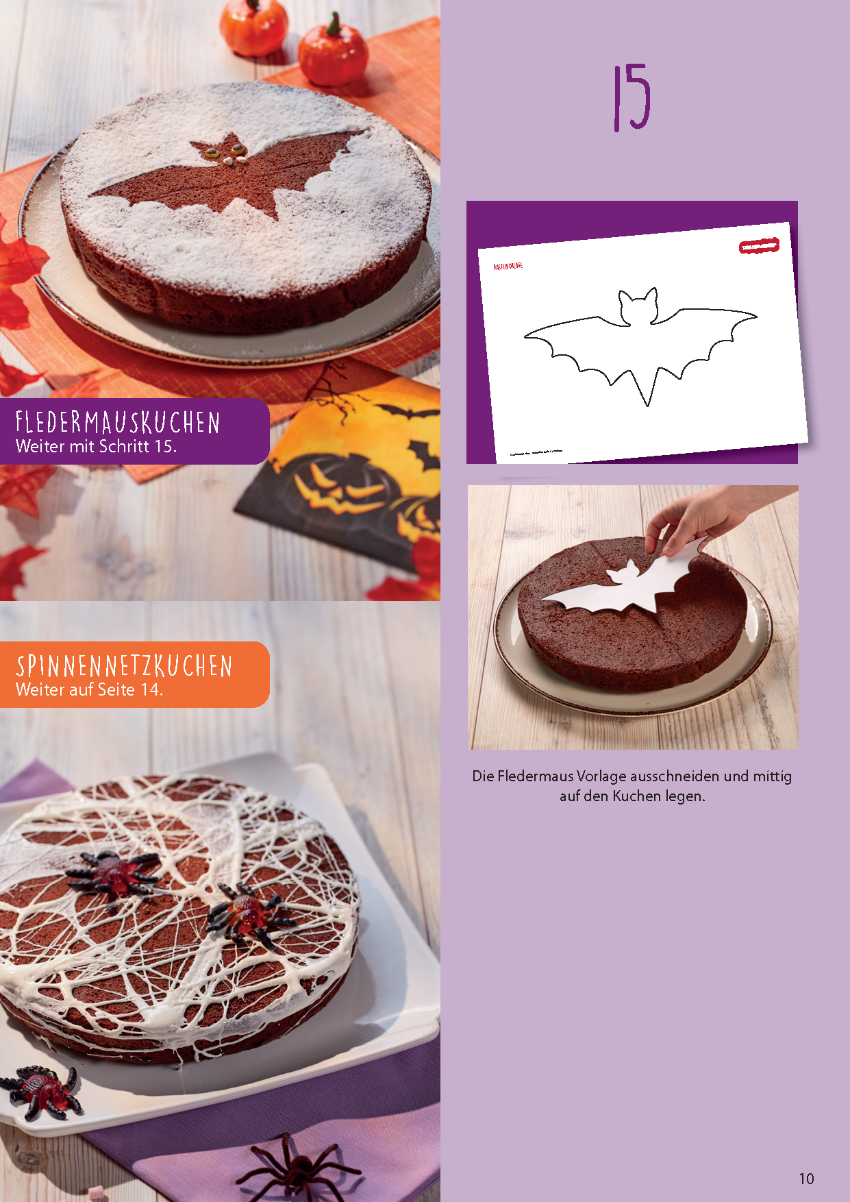 Fledermaus- und Spinnennetzkuchen