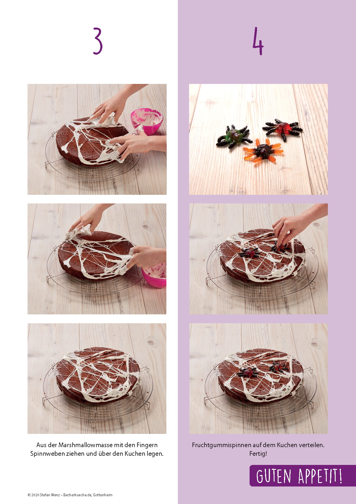 Fledermaus- und Spinnennetzkuchen